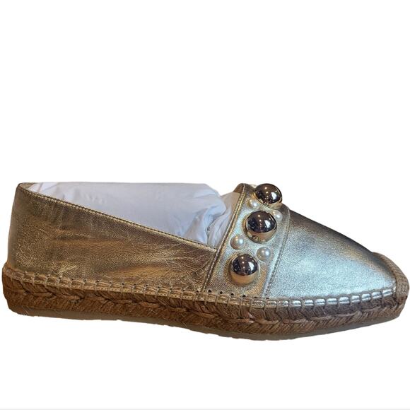 Jimmy Choo Dru Square Toe Stud Imitation Pearl Embellished Espadrille Flats 36/6 - Picture 8 of 11